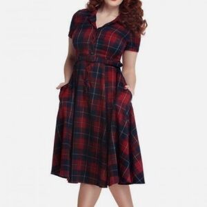 Collectif Red and Blue Plaid Caterina Swing Dress